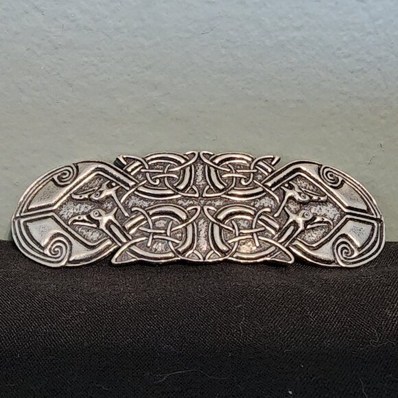 Oberon Design Celtic Peacock Silver Hair Barrette - Picture 9 of 11
